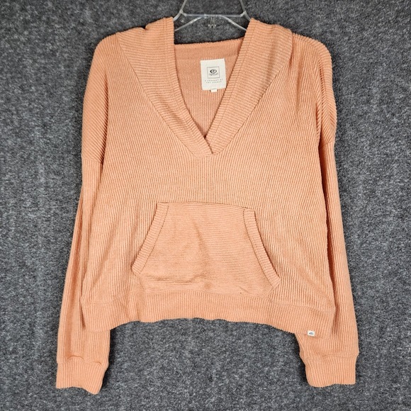 Rip Curl Tops - Rip‎ Curl Ribbed V-Neck Hoodie Womens XS Knit Kangaroo Pocket Pullover